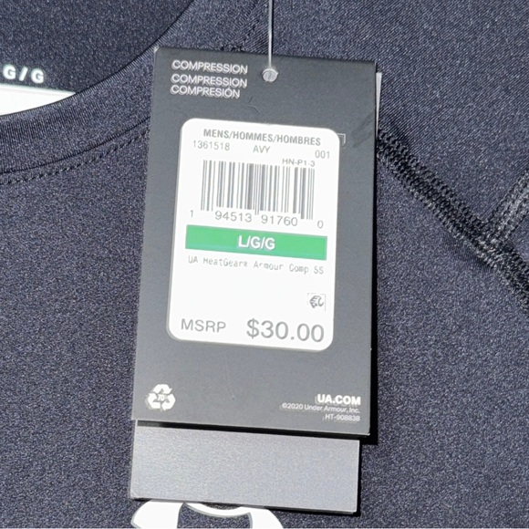 1 NWT  UNDER ARMOUR Compression Heat Gear Black Tee Size Large - Picture 3 of 5